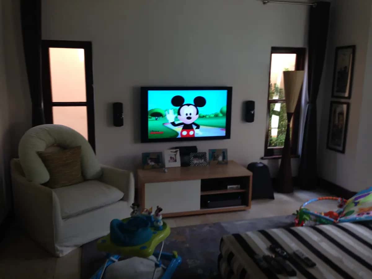 Wall-mounted television installation in a Johannesburg home