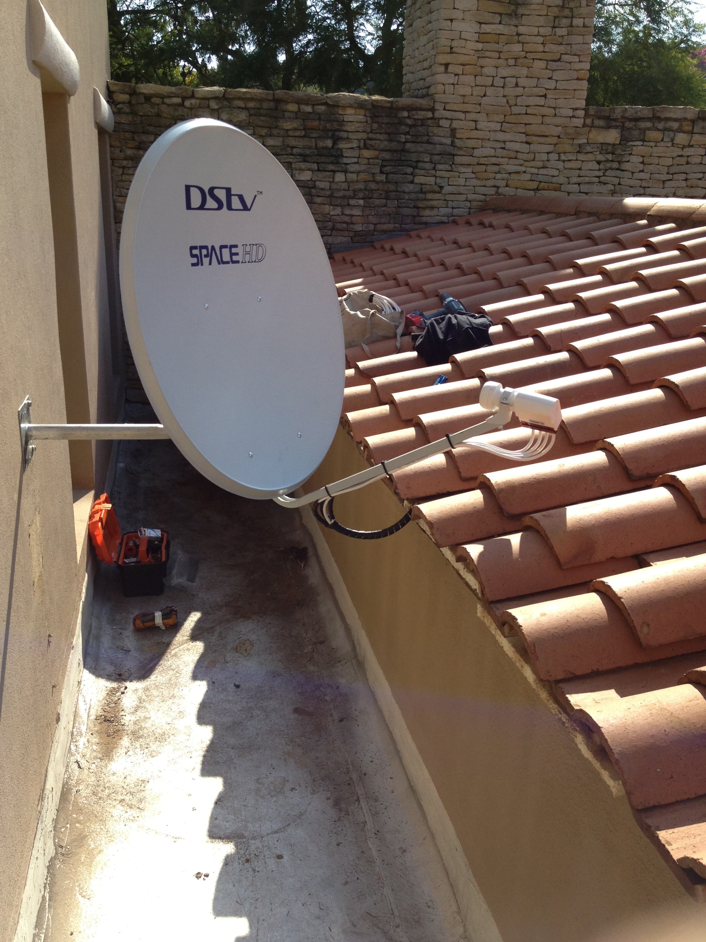 Satellite dish installation on site