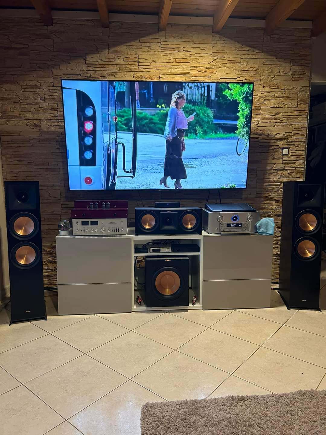 Premium audio room with installed speaker system